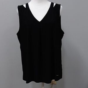 Anne Klein Black Cut Out Sleeveless Tank Top
